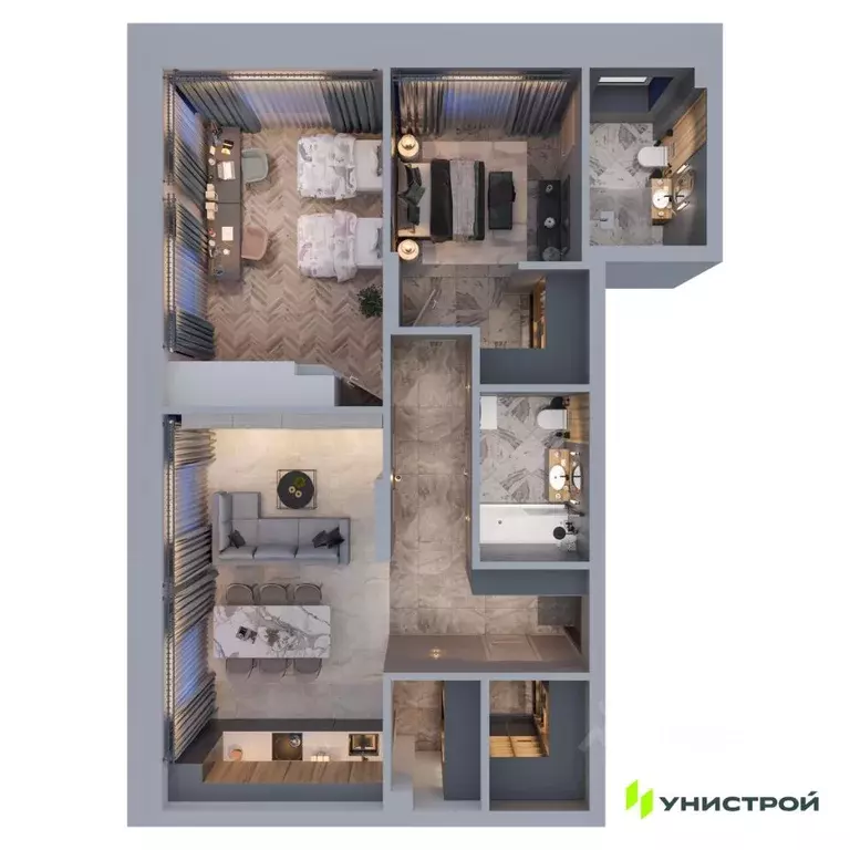 2-к кв. Татарстан, Казань проезд Юнуса Ахметзянова, 5 (77.49 м) - Фото 1