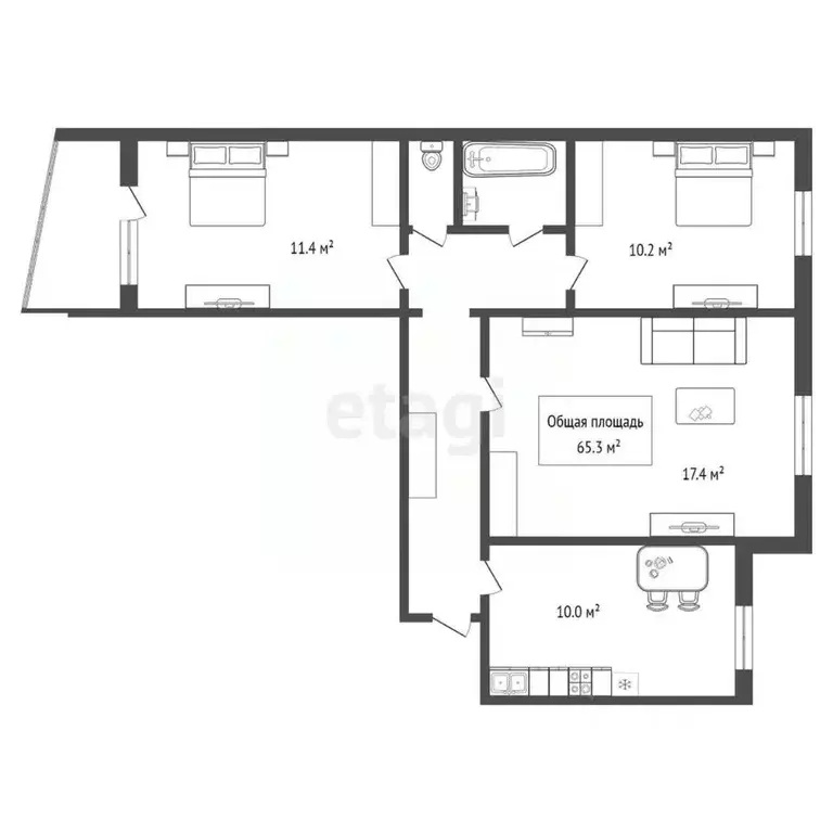 3-к кв. Новосибирская область, Искитим Индустриальный мкр, 45 (65.3 м) - Фото 1