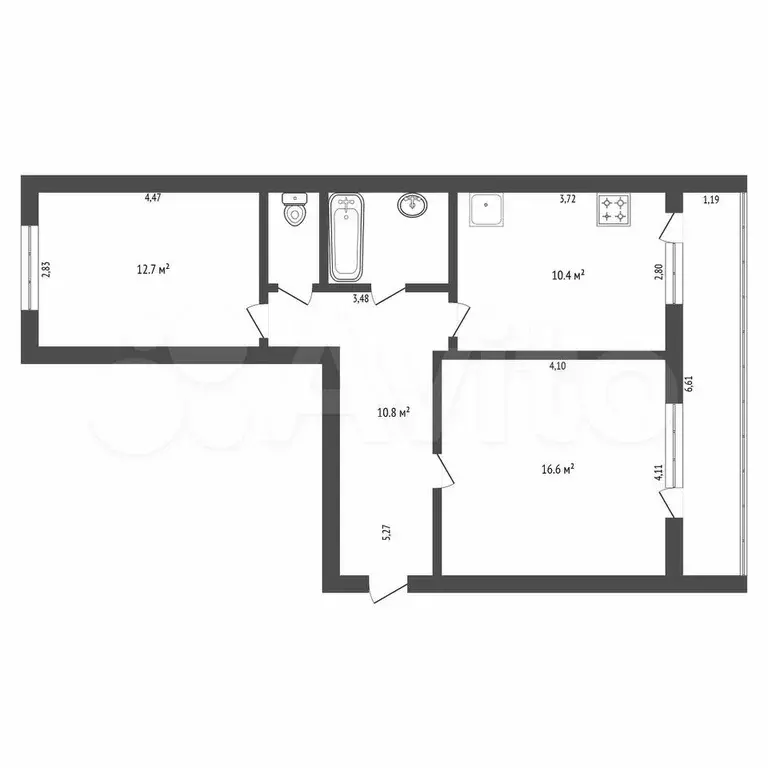 2-к. квартира, 60 м, 3/5 эт. - Фото 0