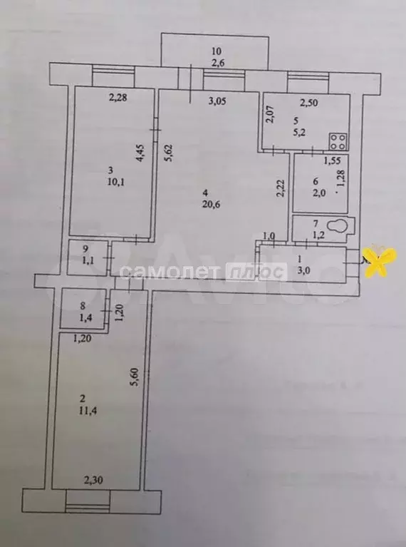 3-к. квартира, 56 м, 3/5 эт. - Фото 0