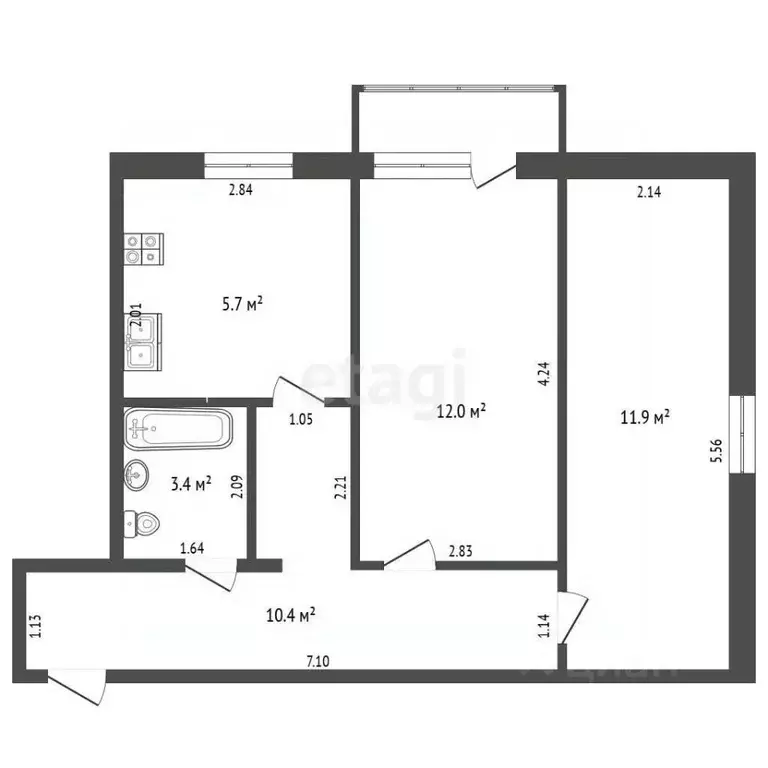 2-к кв. Севастополь ул. Брестская, 20 (44.2 м) - Фото 2