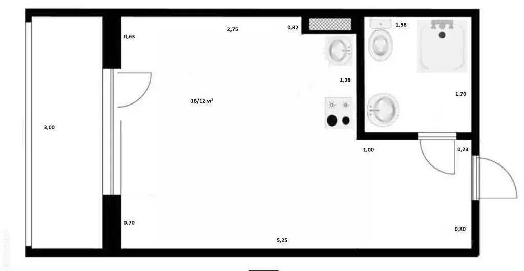 Студия Новосибирская область, Новосибирск Спортивная ул., 29 (21.0 м) - Фото 2