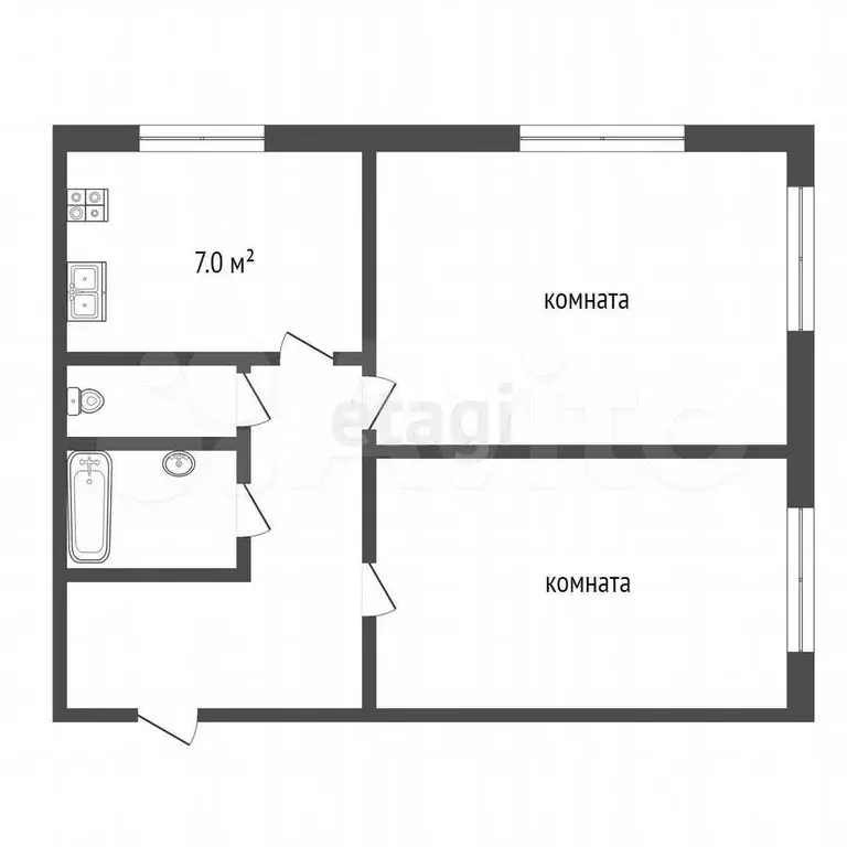 2-к. квартира, 59,6 м, 1/3 эт. - Фото 0