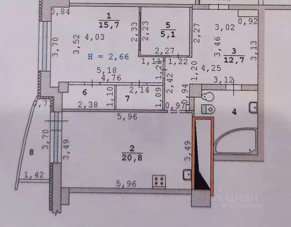 2-к кв. Свердловская область, Екатеринбург ул. Хохрякова, 74 (67.0 м) - Фото 2