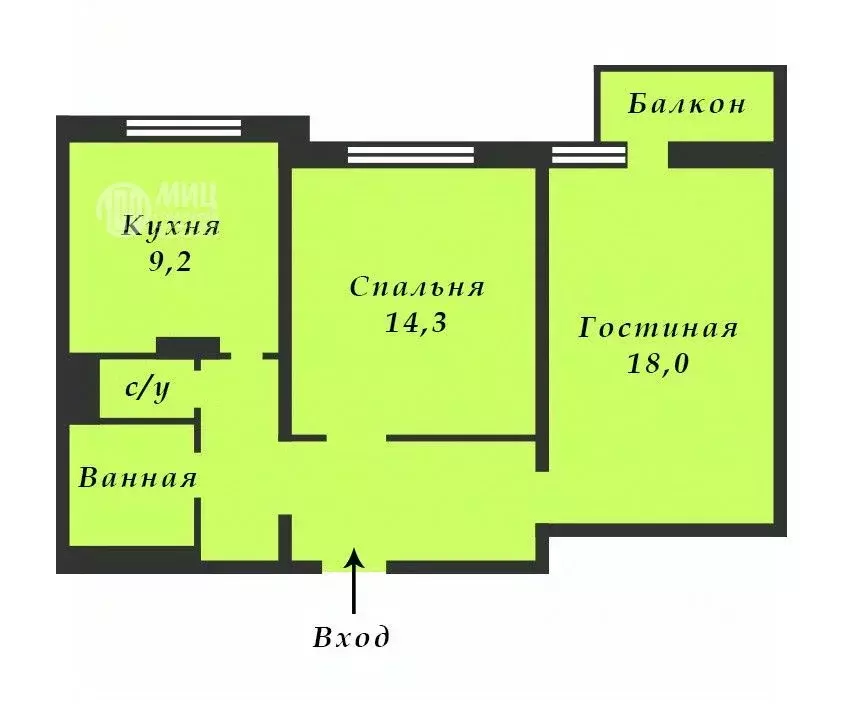 2-к кв. Москва Осенний бул., 5К2 (54.0 м) - Фото 1