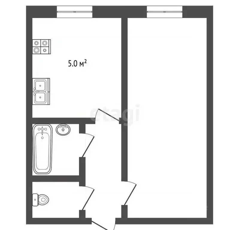 1-к кв. Ставропольский край, Пятигорск просп. Калинина (45.6 м) - Фото 1