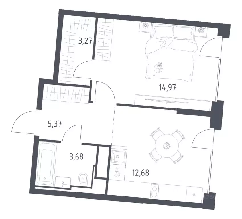 1-к кв. Москва Квартал на воде жилой комплекс, к5 (39.97 м) - Фото 1