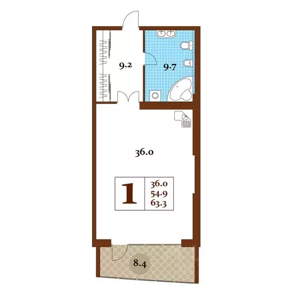 Студия Крым, Ялта муниципальный округ, Курпаты пгт Царский берег жилой ... - Фото 1