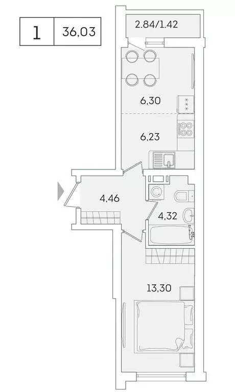 1-комнатная квартира: Мурино, Графская улица, 6к4 (34.5 м) - Фото 1