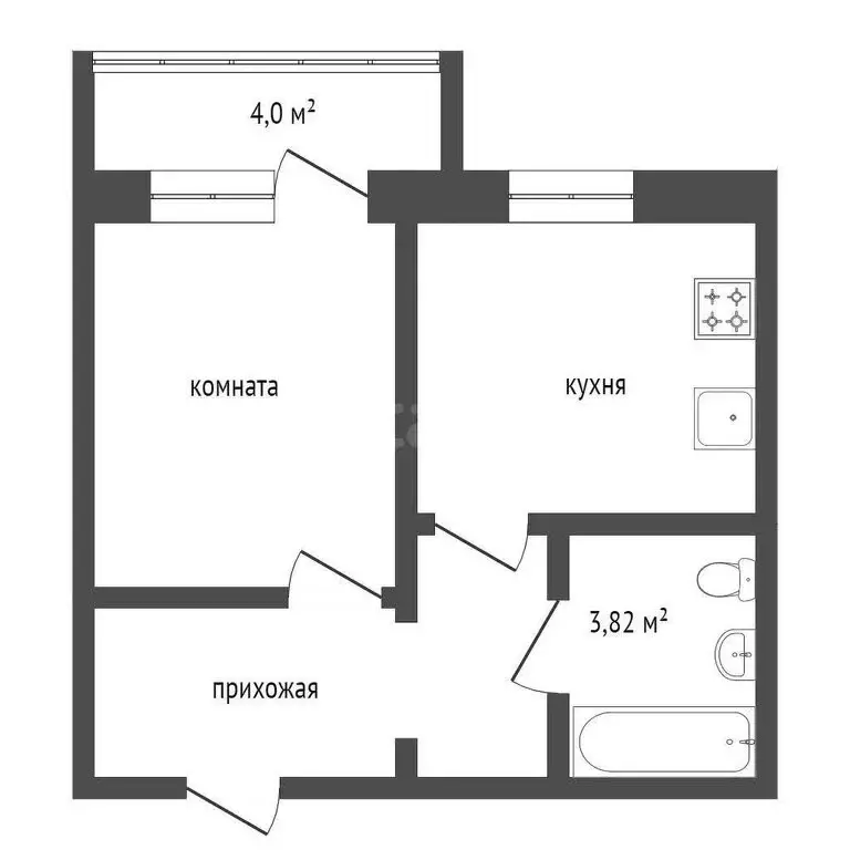 1-комнатная квартира: Садовое, улица Ленина, 13 (32.4 м) - Фото 1