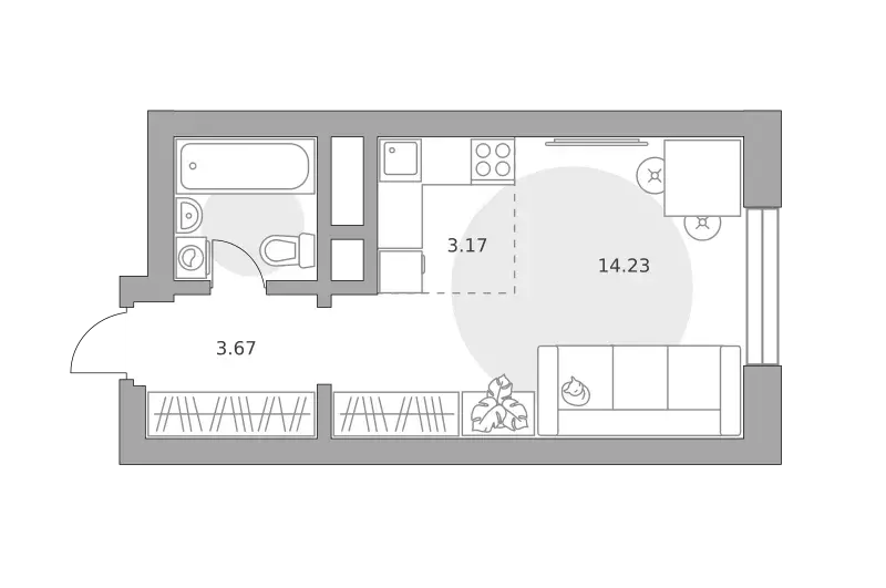 квартира-студия, 24.33 м - Фото 0