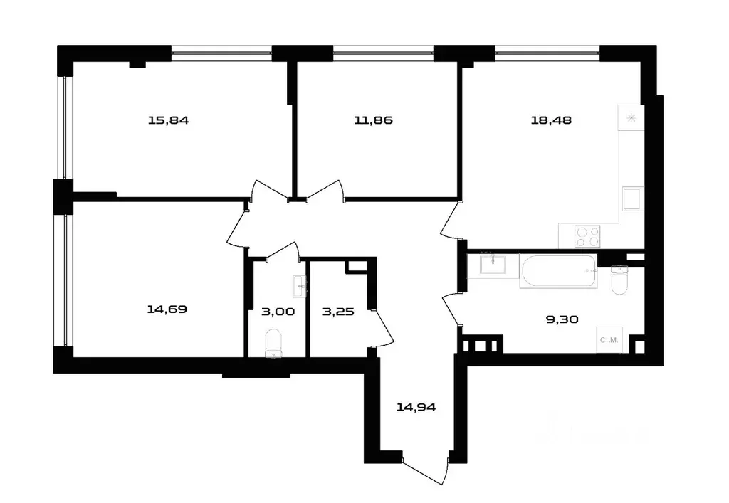 3-к кв. Воронежская область, Воронеж ул. Ольминского, 4 (91.36 м) - Фото 0