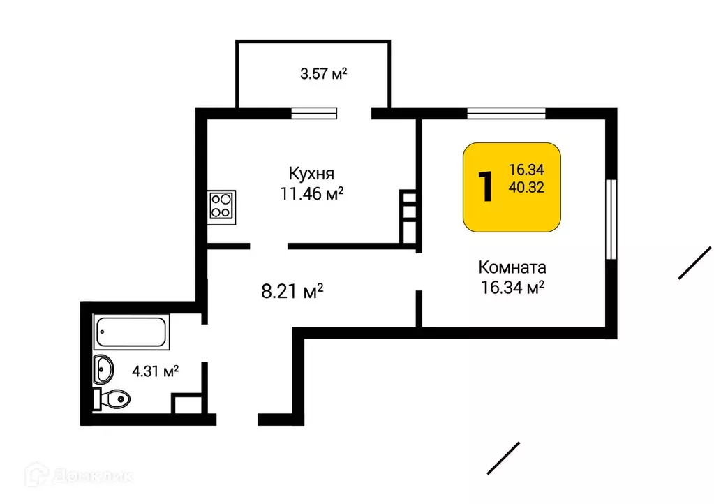 Продаётся 1-к квартира, 41.39 м - Фото 0