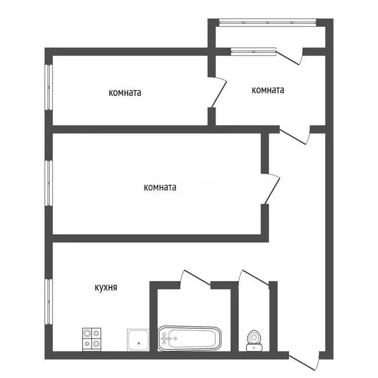 3-комнатная квартира: Бакал, улица 50 лет ВЛКСМ, 13 (50.8 м) - Фото 1