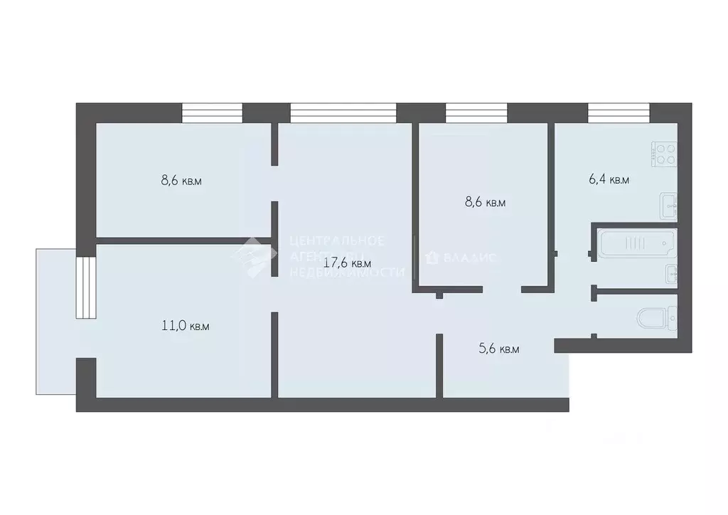 4-к кв. Рязанская область, Рязань Забайкальская ул., 16 (61.8 м) - Фото 1