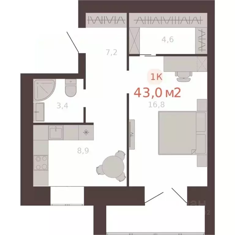 1-к кв. Алтайский край, Новоалтайск ул. Южсиба, 52А (43.0 м) - Фото 0