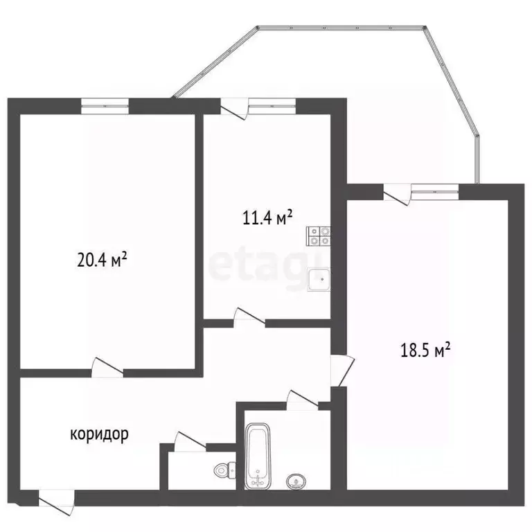 2-к кв. Воронежская область, с. Новая Усмань ул. Логовая, 2А (47.0 м) - Фото 2