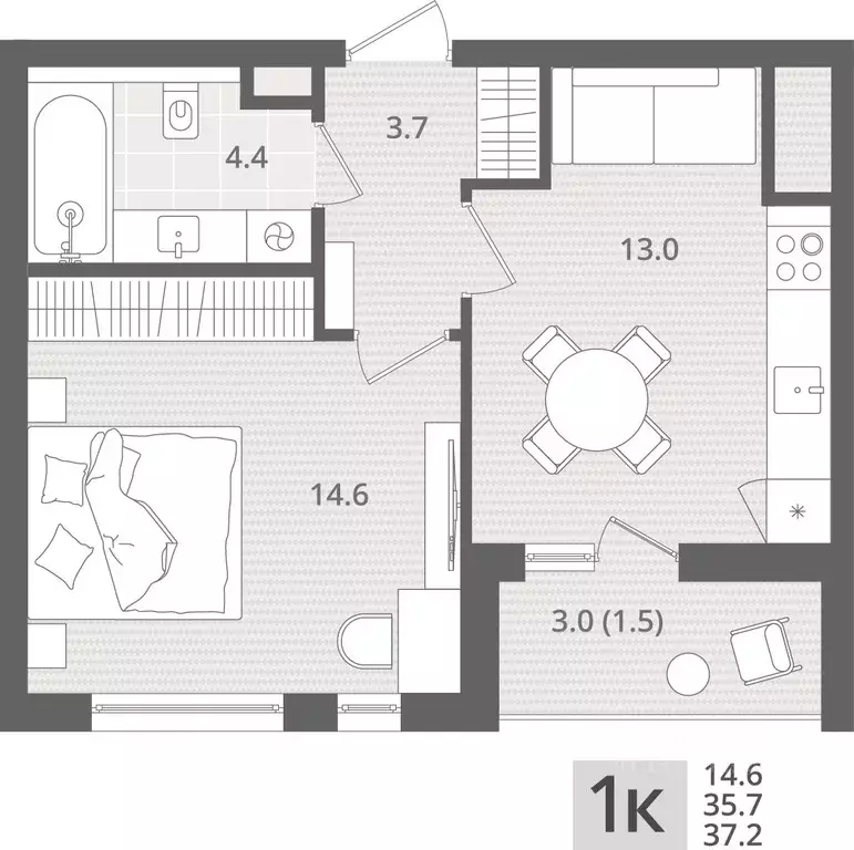 1-к кв. Калининградская область, Пионерский пос. Рыбное, Мо ре жилой ... - Фото 1