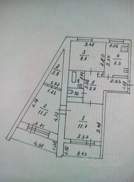 3-к кв. Татарстан, Нижнекамск ул. Бызова, 1 (55.0 м) - Фото 2