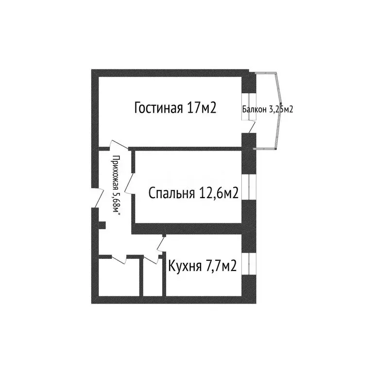 2-комнатная квартира: Абакан, улица Пушкина, 19 (47.9 м) - Фото 1