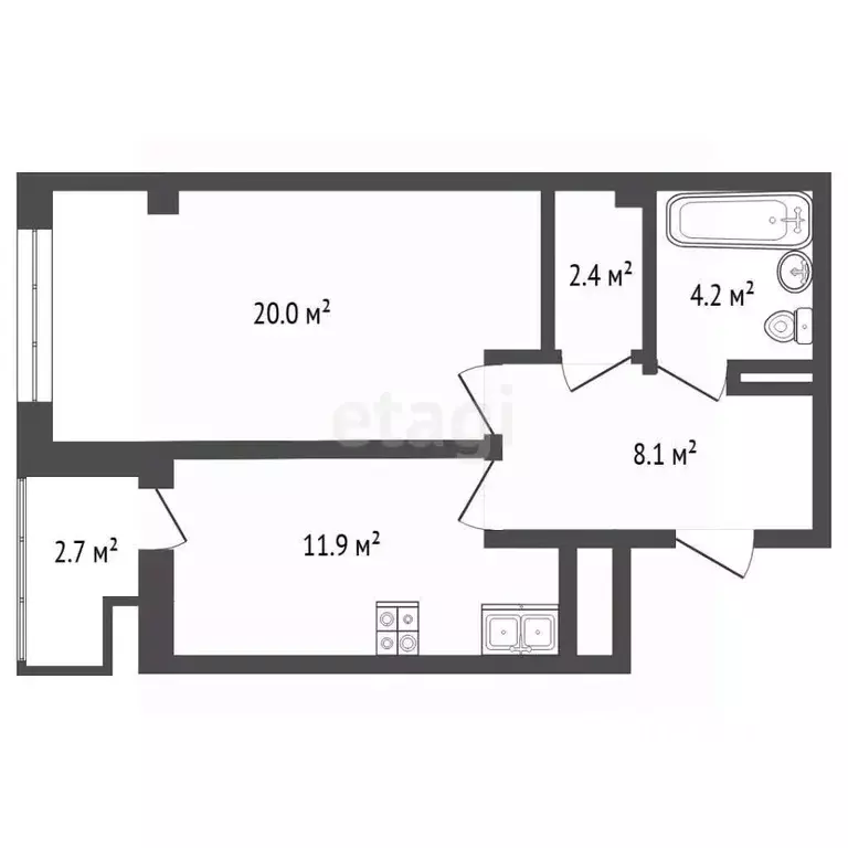 1-к кв. Ставропольский край, Ессентуки ул. Фридриха Энгельса (46.0 м) - Фото 2