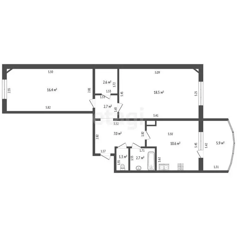 2-комнатная квартира: Якутск, улица Можайского, 15/6 (61.8 м) - Фото 1