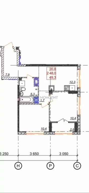 2-комнатная квартира: Анкудиновка, Черкесская улица, 17 (48.3 м) - Фото 0
