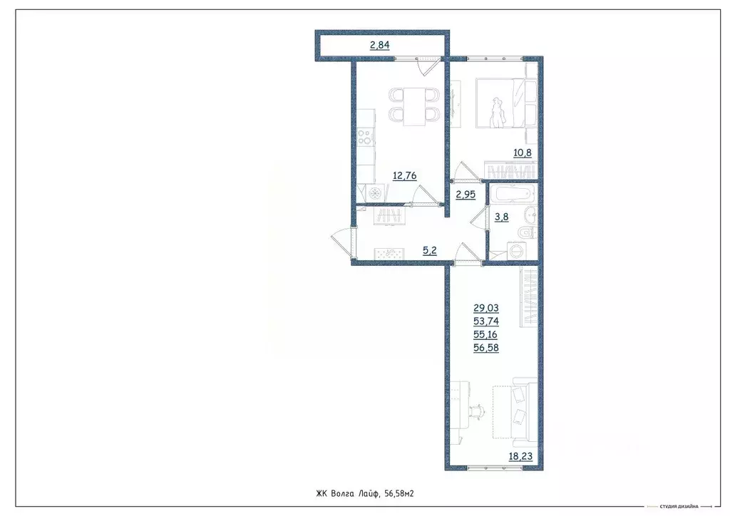 2-к кв. Тверская область, Тверь Новочеркасская ул., 49 (56.58 м) - Фото 2