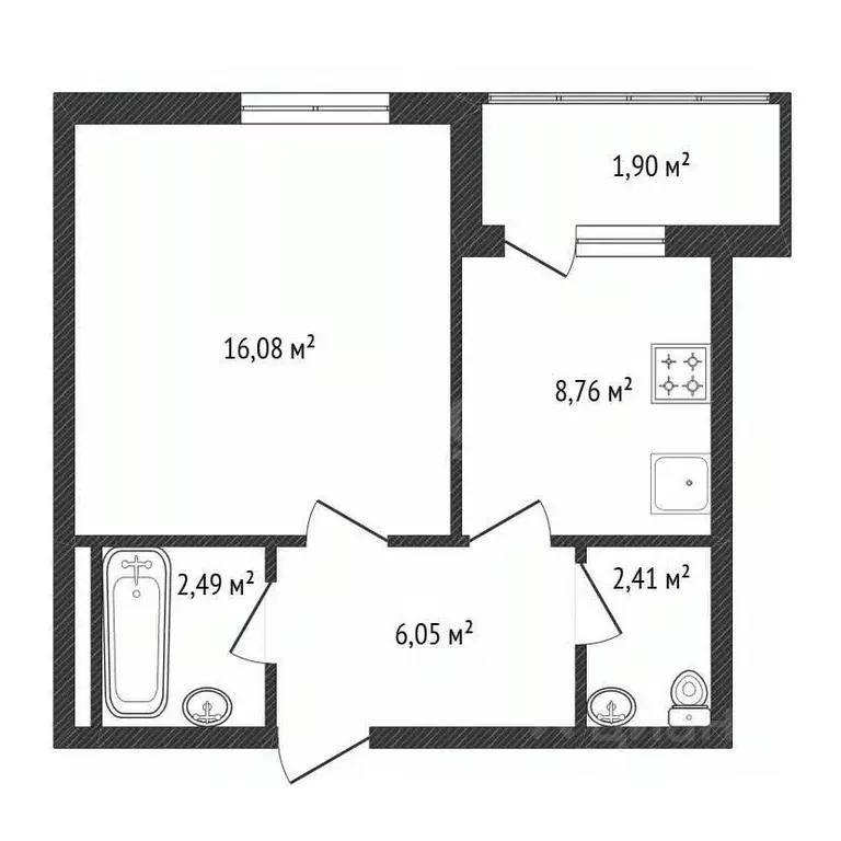 2-к кв. Башкортостан, Уфа ул. Рашита Нигмати, 12 (37.4 м) - Фото 2