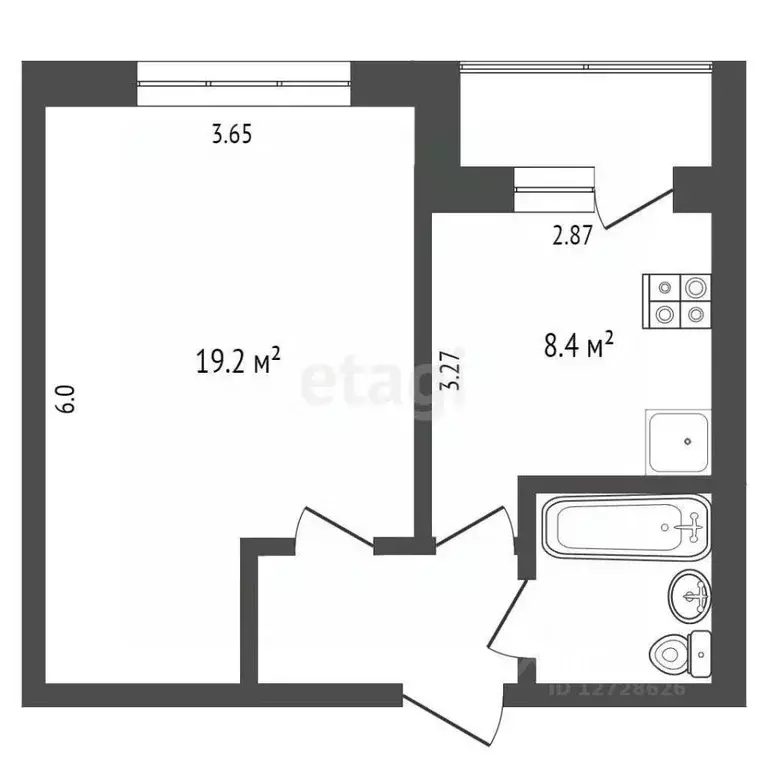 1-к кв. Калужская область, Калуга Телевизионная ул., 2А (34.5 м) - Фото 2
