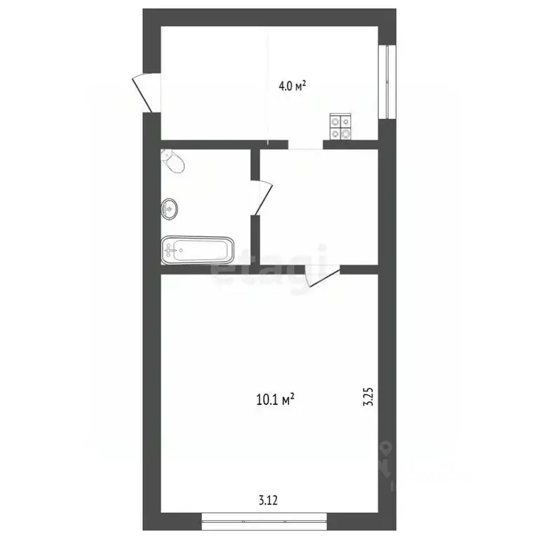 Студия Тюменская область, Тюмень ул. Судостроителей, 32 (18.0 м) - Фото 1