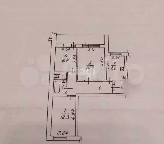 3-к. квартира, 61,6 м, 9/9 эт. - Фото 0