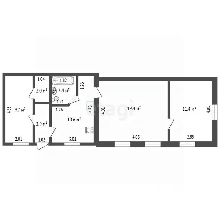 3-к кв. Крым, Феодосия ул. Энгельса, 30 (59.4 м) - Фото 2