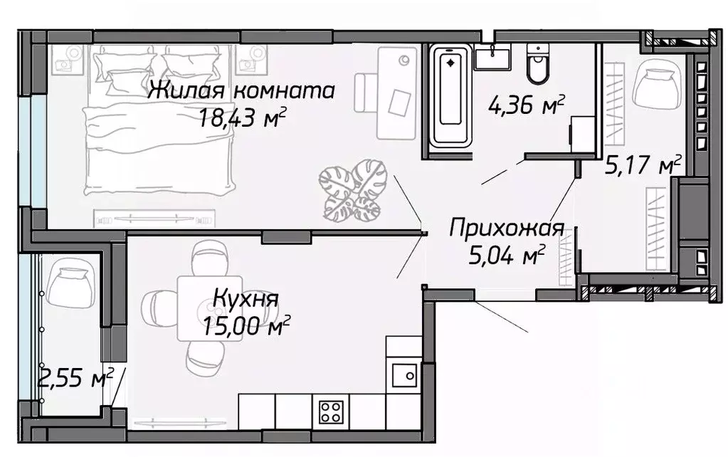 1-к кв. Марий Эл, Йошкар-Ола Два Капитана жилой комплекс (49.28 м) - Фото 1