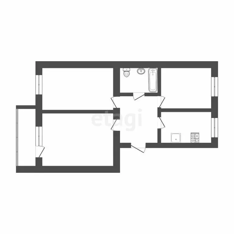 3-комнатная квартира: Тюмень, улица Щербакова, 110 (60.8 м) - Фото 1