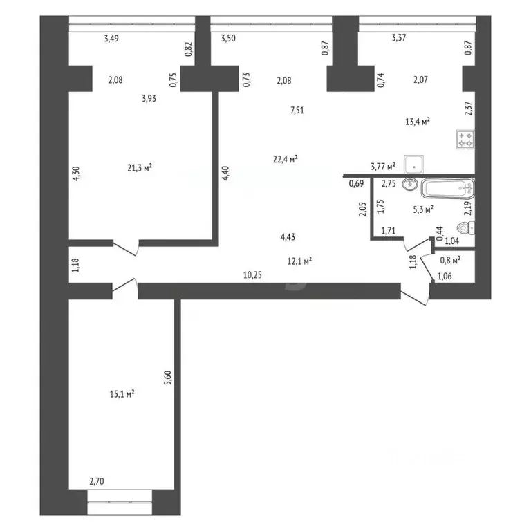 3-к кв. Башкортостан, Уфа Революционная ул., 34 (93.0 м) - Фото 1