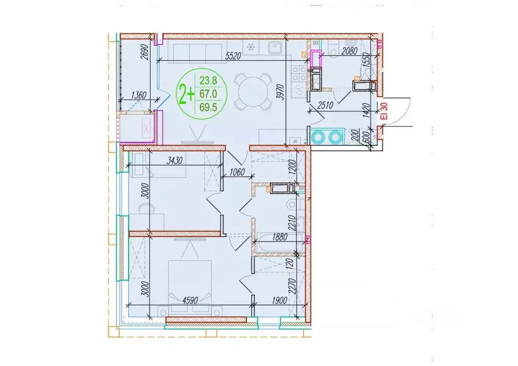 2-к кв. Астраханская область, Астрахань Центральный жилой комплекс ... - Фото 1
