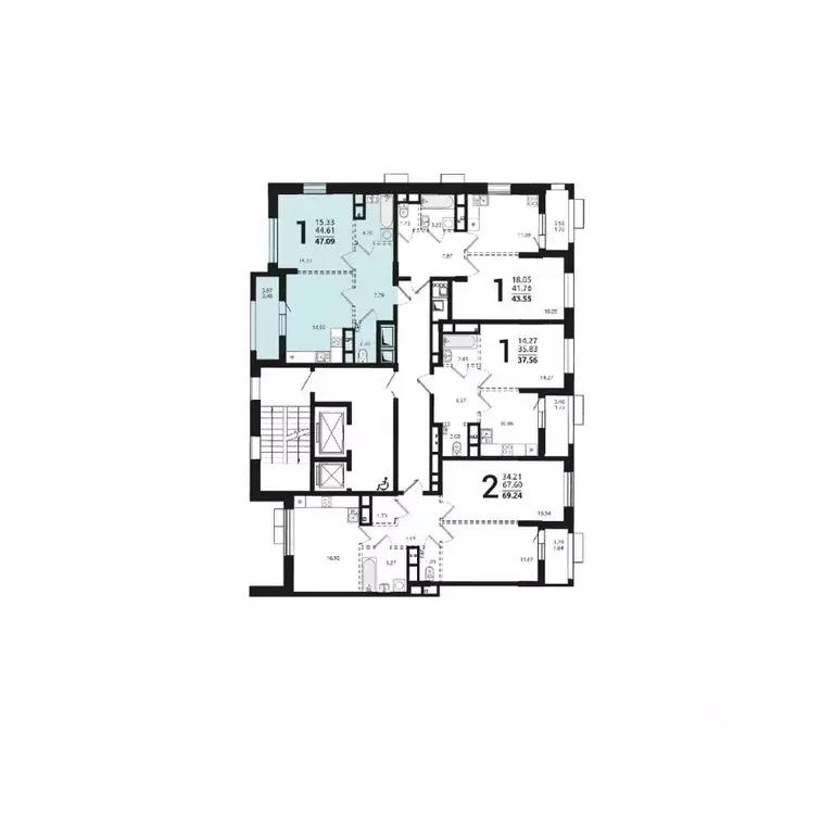 1-к кв. Воронежская область, Воронеж Средне-Московская ул., 60 (47.09 ... - Фото 1