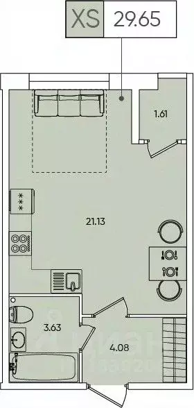 Студия Санкт-Петербург Планерная ул., 87к1 (29.0 м) - Фото 0