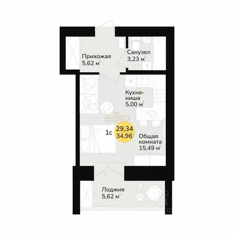 1-к кв. Марий Эл, Медведево городское поселение, Медведево пгт ул. ... - Фото 2