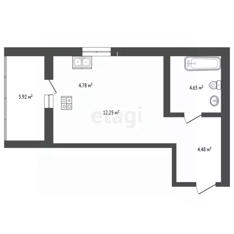 Студия Ростовская область, Батайск ул. Родная, 1 (32.0 м) - Фото 2