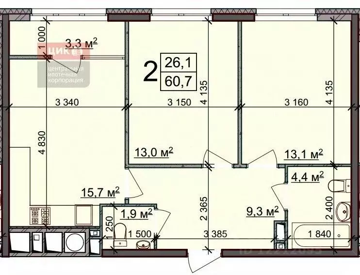 2-к кв. Рязанская область, Рязань Быстрецкая ул., 18к2 (57.8 м) - Фото 2