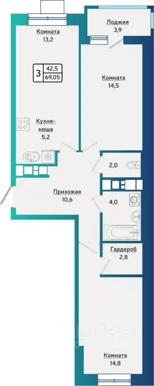 3-к кв. Удмуртия, Ижевск ул. 40 лет Победы, 123 (69.1 м) - Фото 0