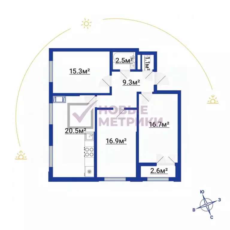 3-к кв. Санкт-Петербург ул. Дыбенко, 3 (83.6 м) - Фото 2