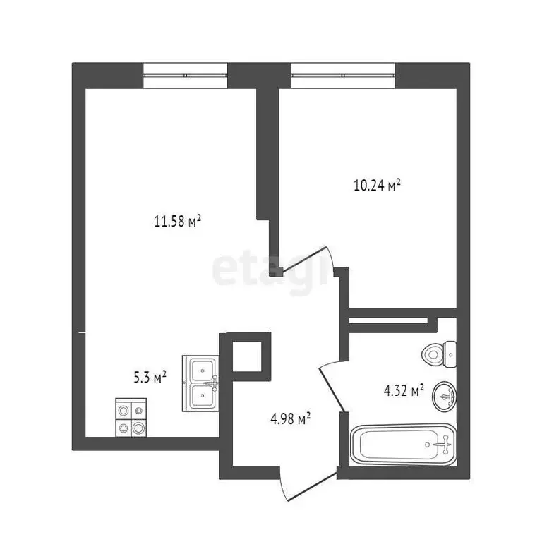 1-комнатная квартира: Тюмень, Харьковская улица, 74 (36.4 м) - Фото 1