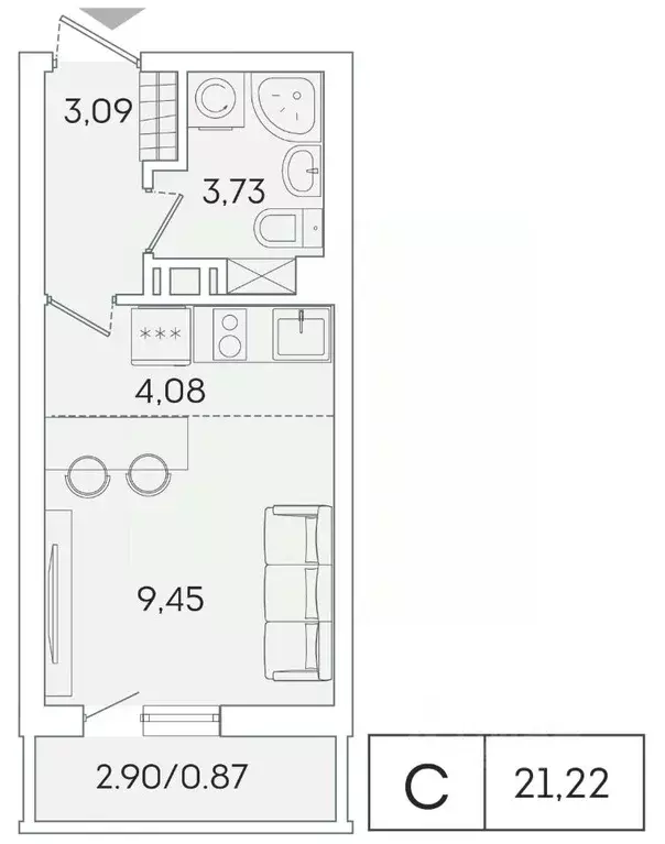 Студия Ленинградская область, Мурино Всеволожский район, ул. ... - Фото 1
