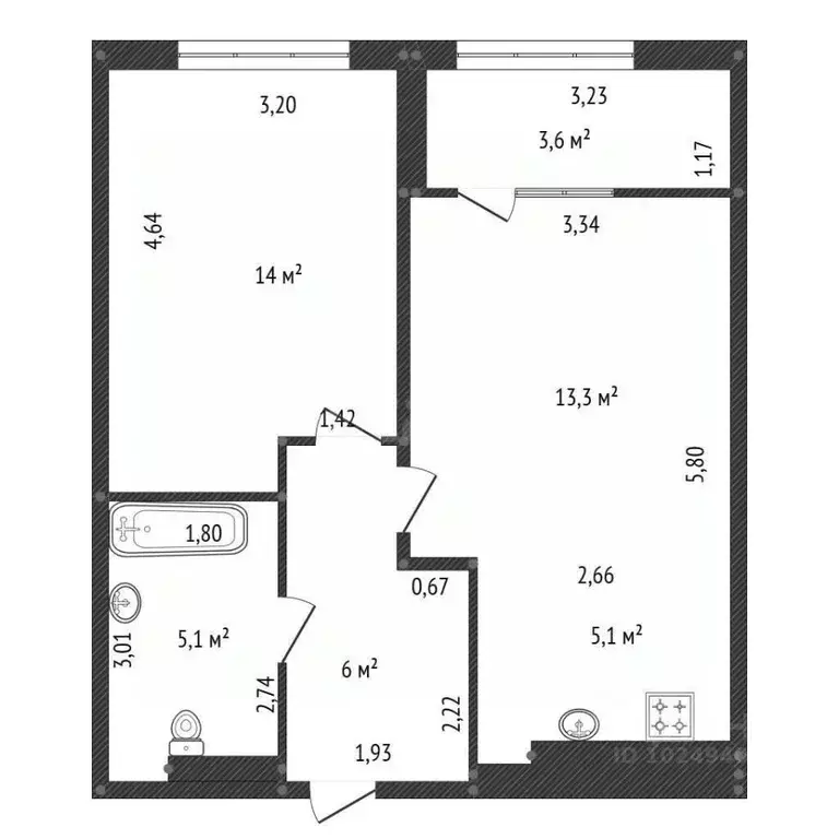 2-к кв. Башкортостан, Уфа ул. Рихарда Зорге, 17/2 (43.5 м) - Фото 2