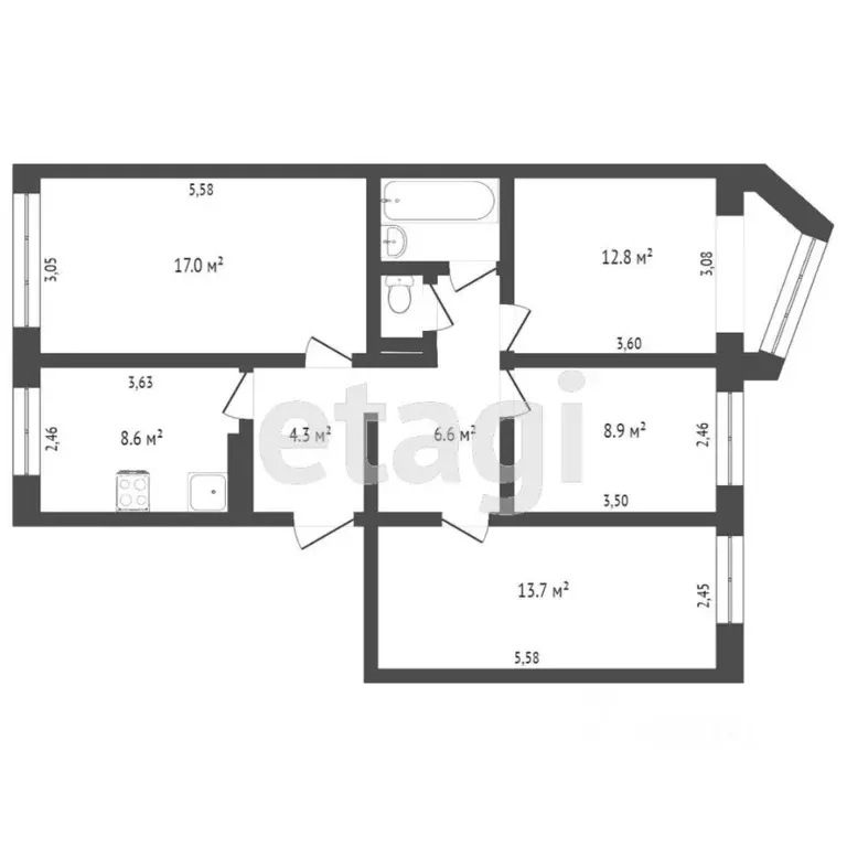 4-к кв. Камчатский край, Петропавловск-Камчатский Нагорный кв-л, ул. ... - Фото 2