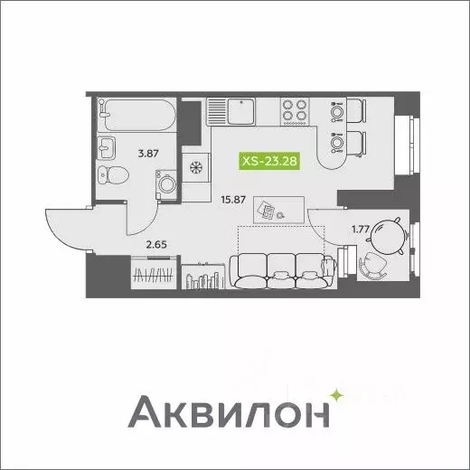 Студия Архангельская область, Архангельск АКвартал жилой комплекс ... - Фото 0