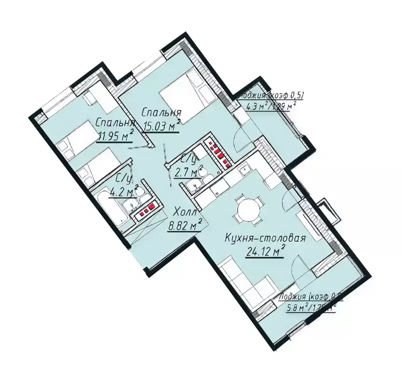 3-к кв. Татарстан, Казань ул. Урицкого, 1 (71.89 м) - Фото 1